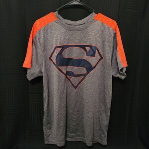 Superman Men's L Compression Shirt Gray Orange Blue Logo DC Comics